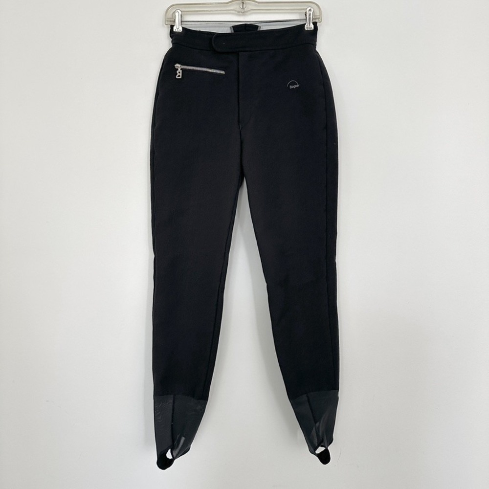 Bogner Snow Pants Womens 8 High Rise Black Stretch Stirrup Skinny Ski Wool Zip